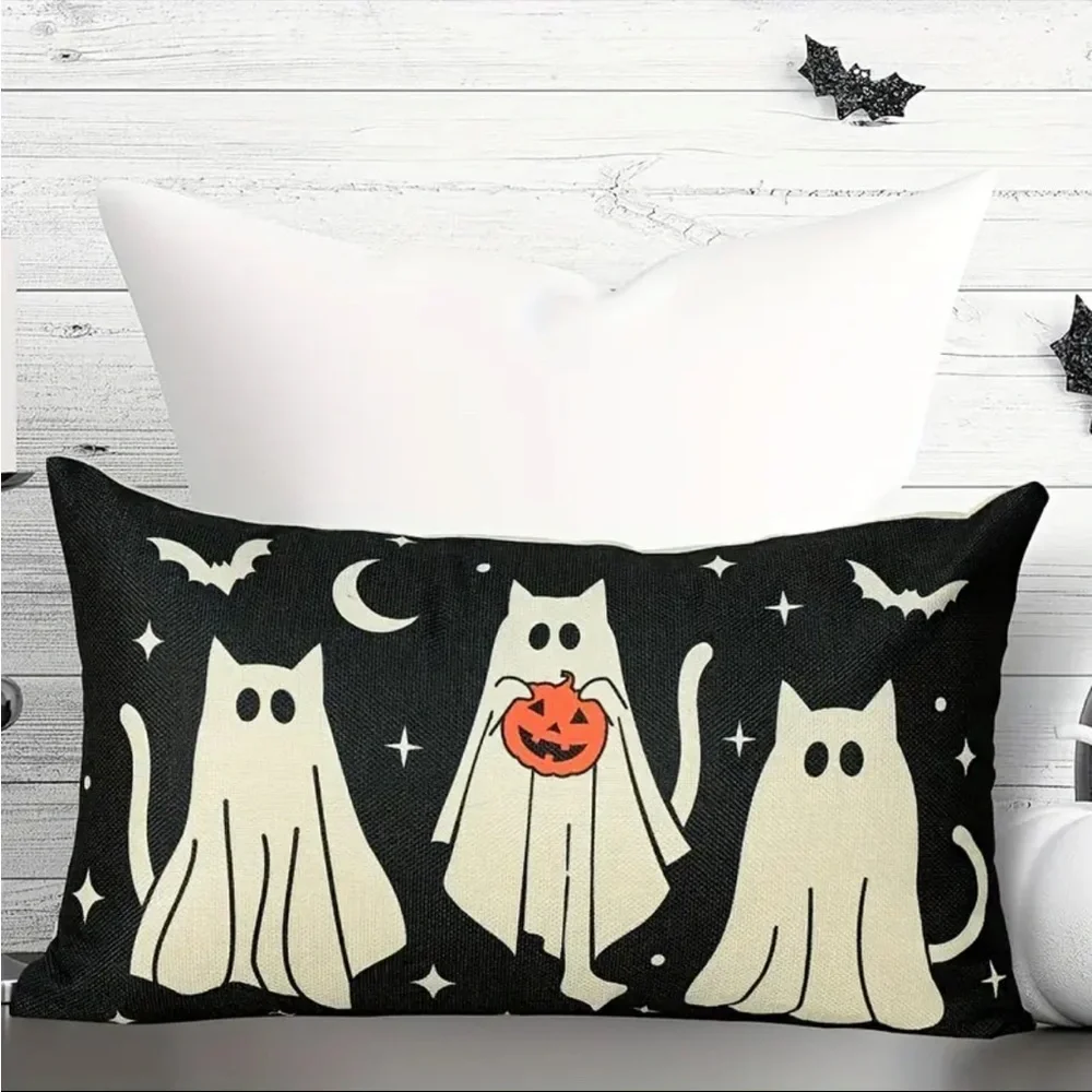 Cats Trick Or Treating Pillow Covers Zipper Closure